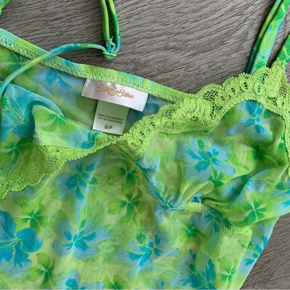 Lime Floral Lace Chemise Slip Dress
